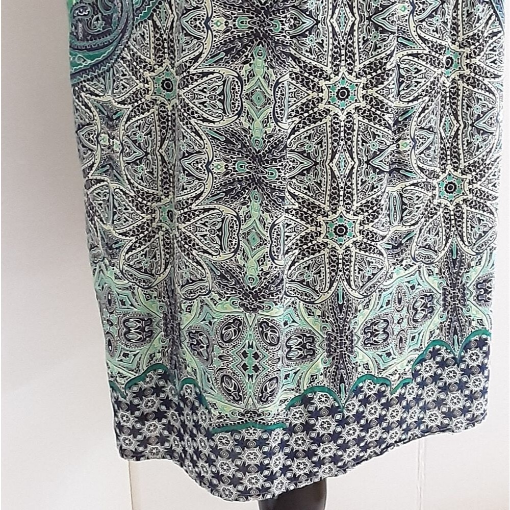 PLUS SZ 14 Rabbit Rabbit Rabbit Designs Blue Green Abstract Print Sun Dress - Picture 7 of 10